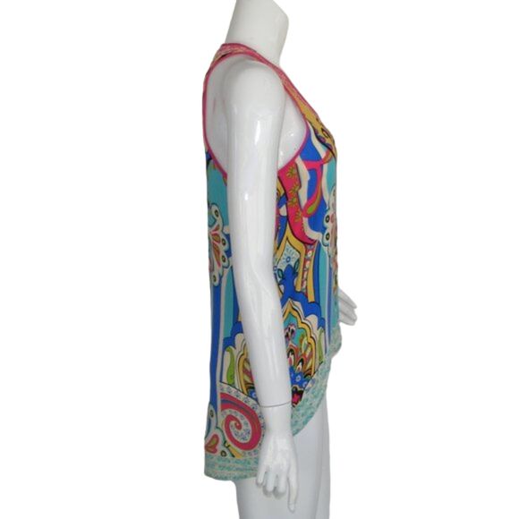 FLYING TOMATO Tank Top, M, Bold/Colorful print, Asymmetrical, Racer Back - Picture 5 of 9
